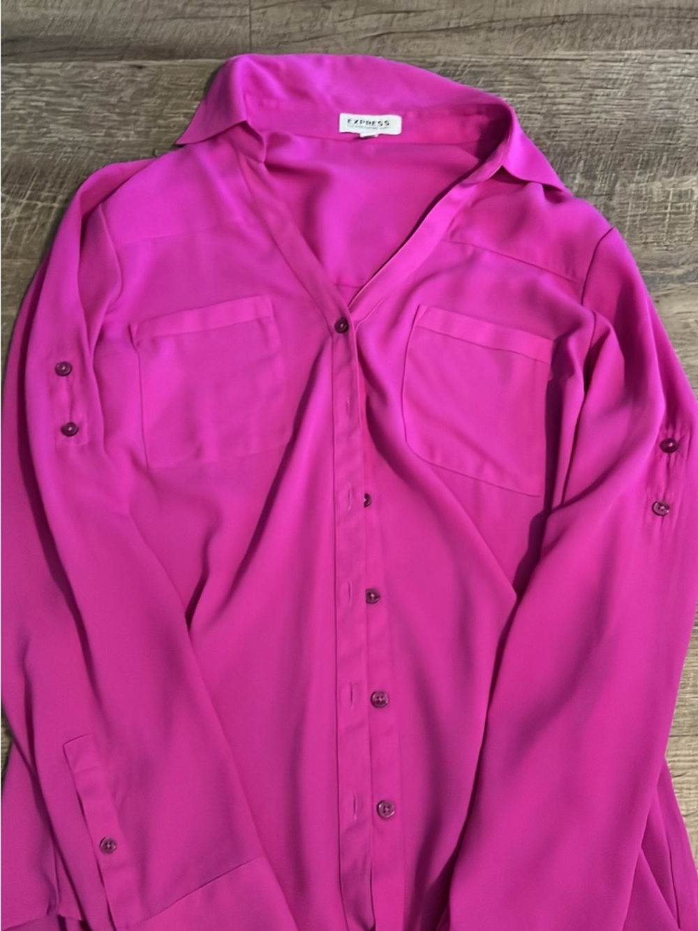 Express Bright Fuchsia Button-Up Shirt